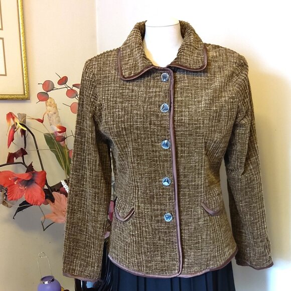 NWT Comfy Lined Light Brown Blazer Jacket Spring Fall Winter Jackets M - Picture 3 of 6